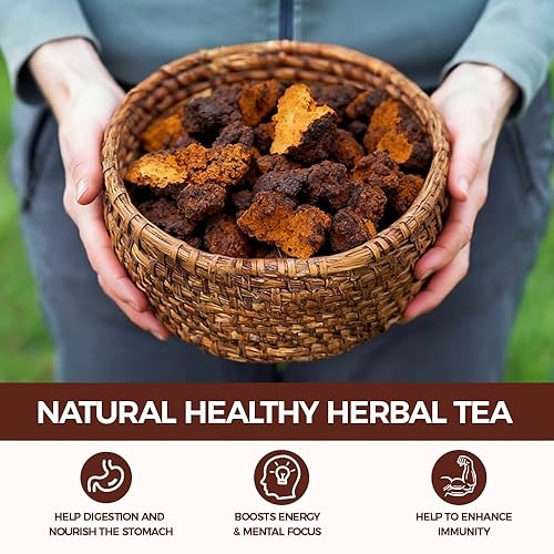 Miniatura 7 de Té chaga natural 3.53 oz. Ingredientes 100% naturales Champiñón Chaga Té de hierbas. Sin aditivos  Sin cafeína  Sin azúcar  Vegano
