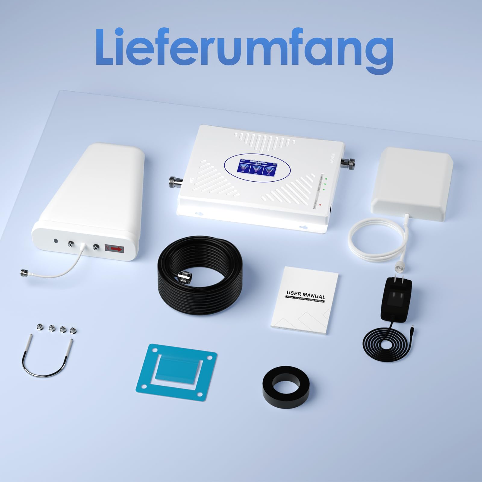 Mobilfunk Verstärker für Haus und Büro, 4G LTE 3G GSM Handy Empfangsverstärker Signalverstärker Band 3/7/20 800/1800/2600MHz Mobilfunk Repeater für Vodafone O2 Telekom T-Mobile