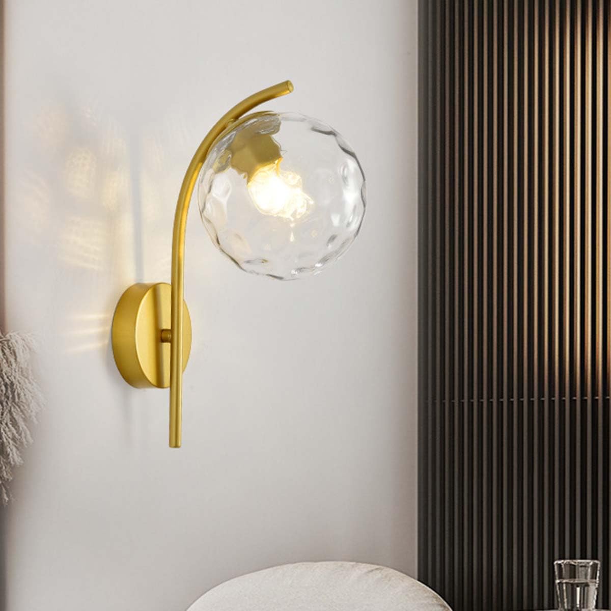 Apliques de pared de bola E27 en metal negro y dorado para salon