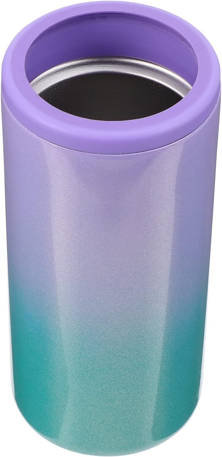 UPKOCH Coke Can Cooler Cover 12oz Slim Can Bottle Cooler Stainless Steel Beverage Can Sleeve Cover Keep Cold Drinks Can Bottle Cover Holder Rainbow Gradient
