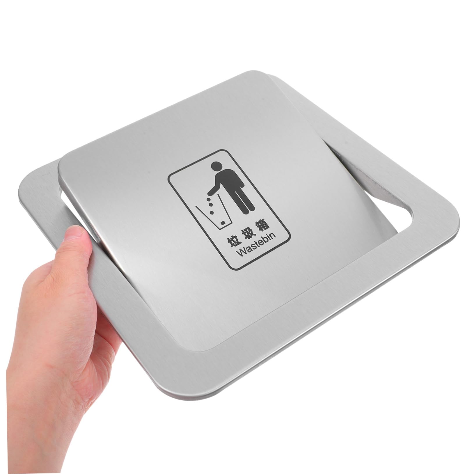Cabilock Tapa De Cubo De Basura Y Desechos Cuadrada Tapa De Acero Inoxidable Empotrada En La Encimera Tapa De Compuerta De Ojal Para Basura Tapa De Cubo De Basura Abatible