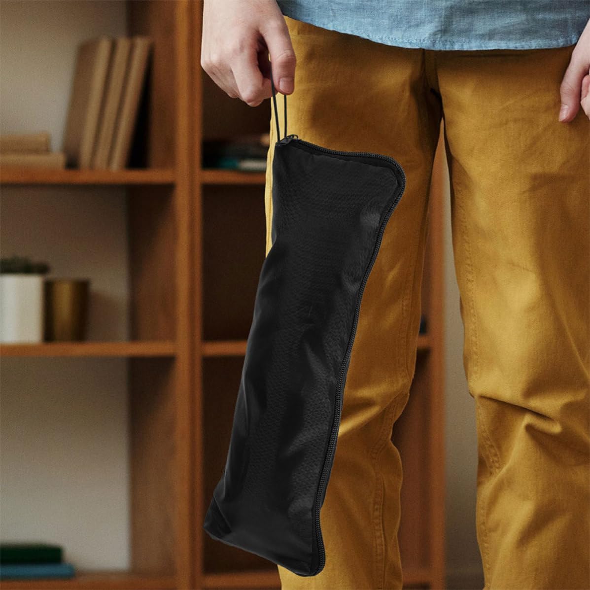 Portable Foldable Umbrella Storage Bag with Absorbent Fiber Material and Waterproof Design for Travel and Camping, Lightweight Umbrella Organizer with Strap for Easy Carry image 4