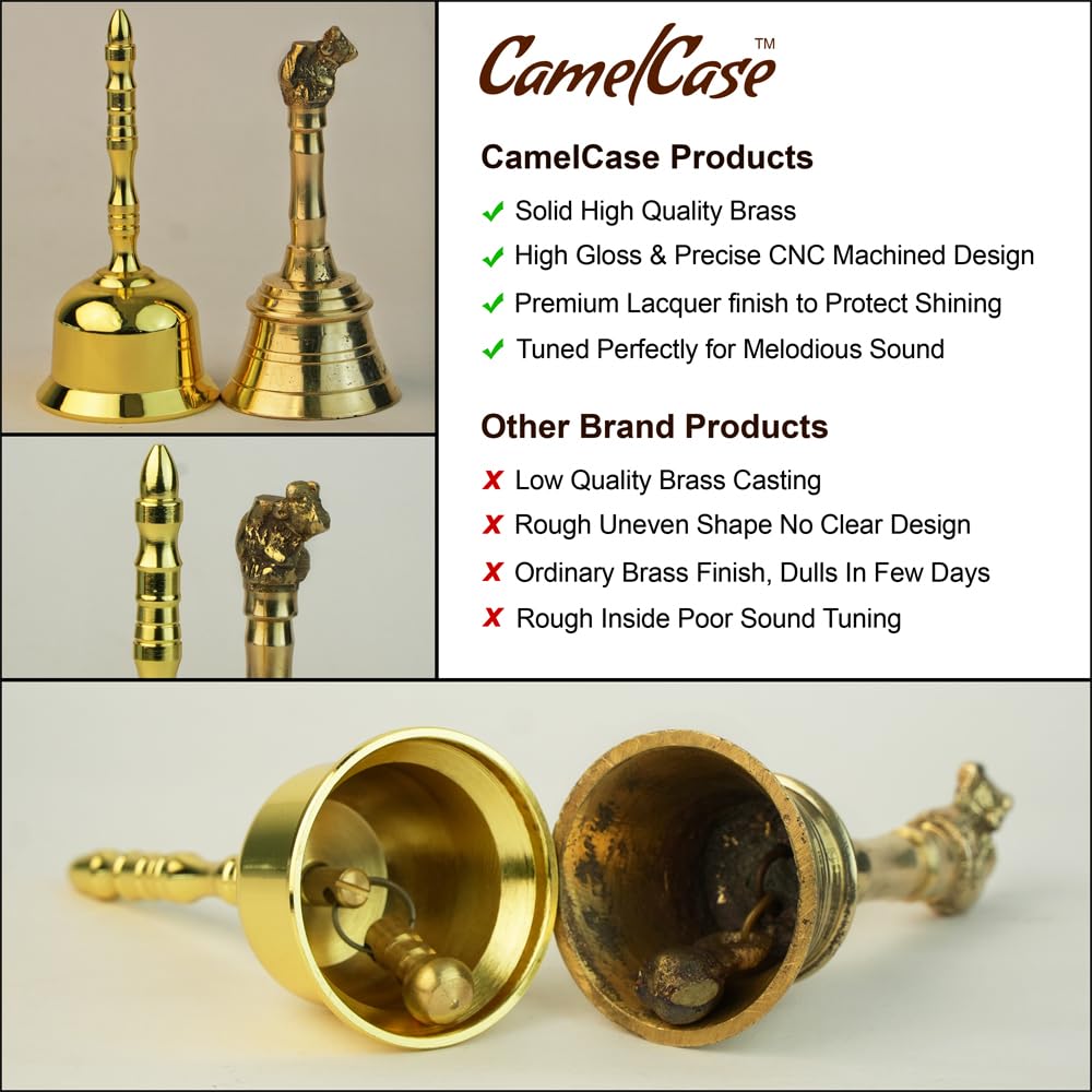 Rose Gold Brass Pooja Bell - Elegant Gift for Religious Ceremonies -3