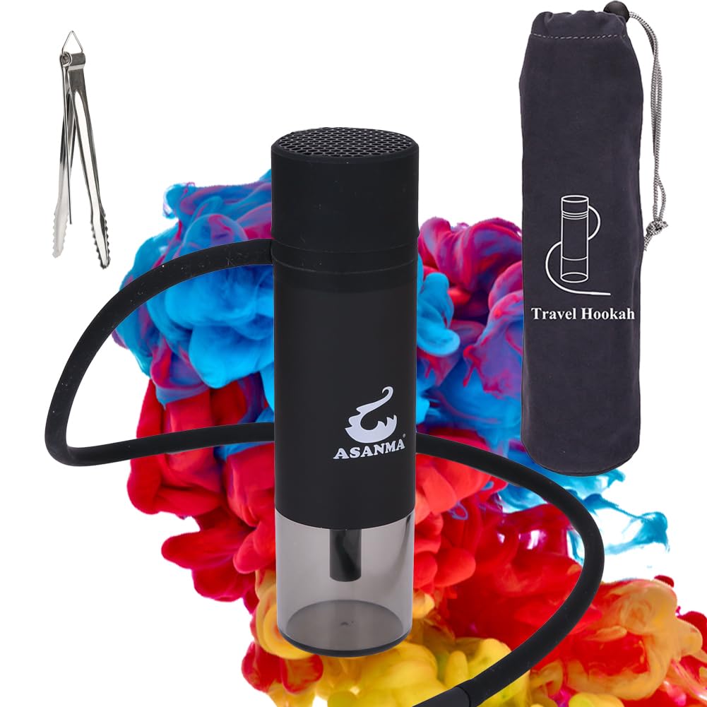Portable Hookah Set - Christmas Gift, Mini Hookah Set Portable Hookah Cup With Everything For Outdoor/Camping/Travel (Compact Storage & Easy Assemble Shisha Kit) (BLACK)