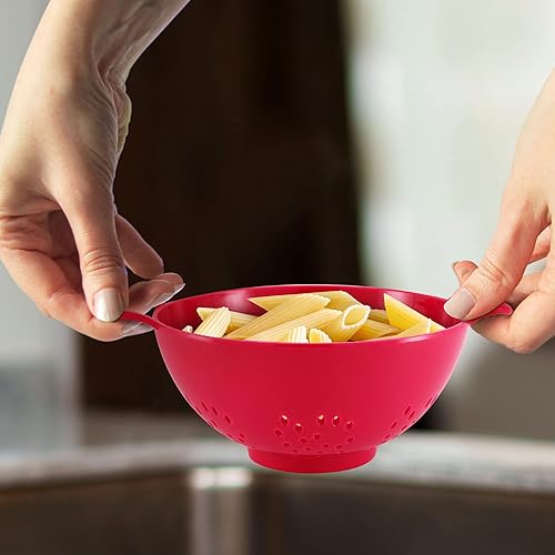 Miniatura 7 de Colador de alimentos compacto de 6 pulgadas, asas dobles, sin BPA, apto para lavavajillas, para frutas, verduras y pasta, capacidad de 3 tazas,