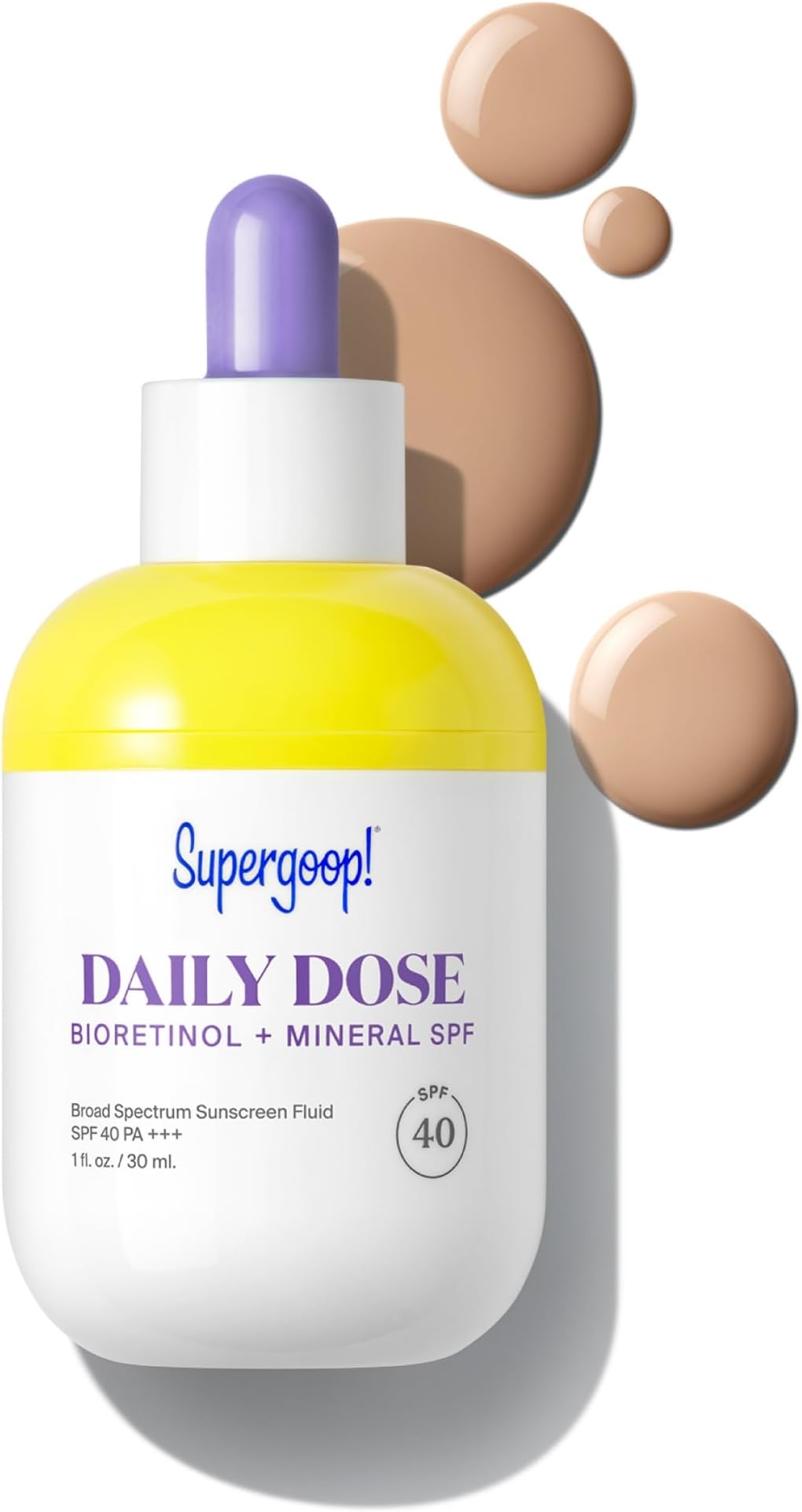 Supergoop! Daily Dose Bioretinol + Mineral SPF 40 with Bakuchiol, 1 fl oz - Plant-Based Retinol Alternative with Mineral SPF, Bakuchiol & Peptides - Helps Repair & Protect Skin - For All Skin Types