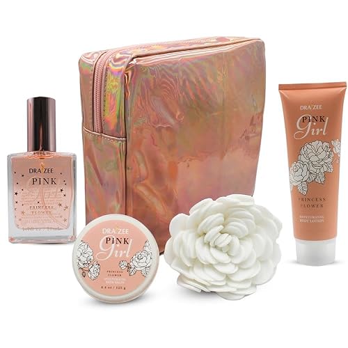 Miniatura 2 de Regalos para mamá  Cesta de spa para mujer, 5 piezas, con aroma de princesa y flor, loción corporal y aerosol, sales de baño, puff  Cesta de regalos