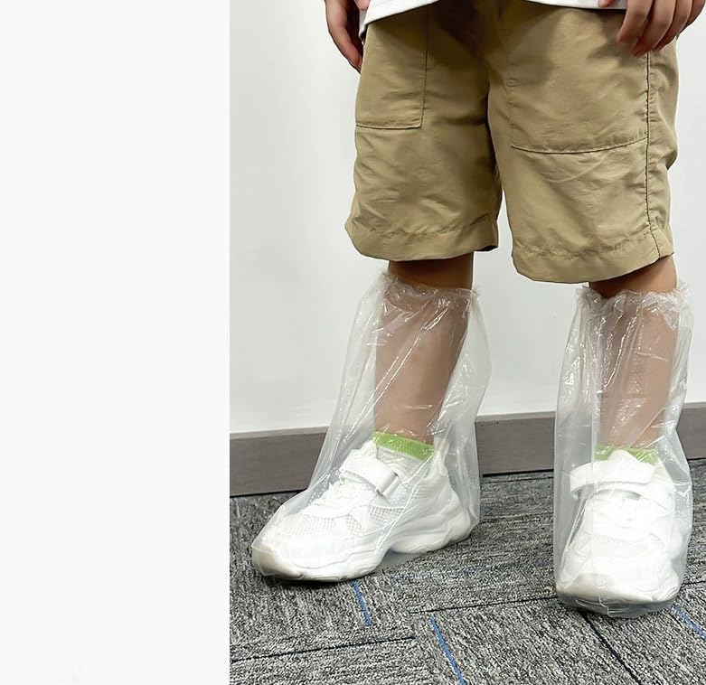 Image of 10 Pairs Kids Shoe Covers for Rain Disposable Waterproof Shoes Cover Plastic Clear Heavy Duty Shoe Cover for Kids Children