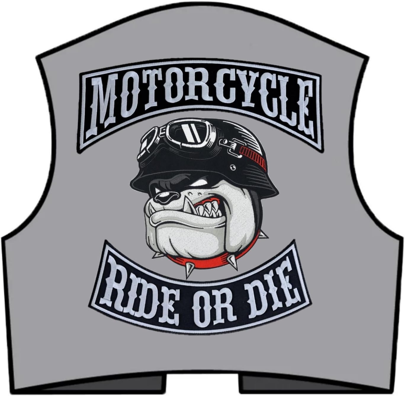Juego de 5 parches bordados termoadhesivos para motocicleta, diseño de bulldog bordado en Pilot Motorcycle, para chaleco de moto, para decorar ropa de moto, chaleco DIY