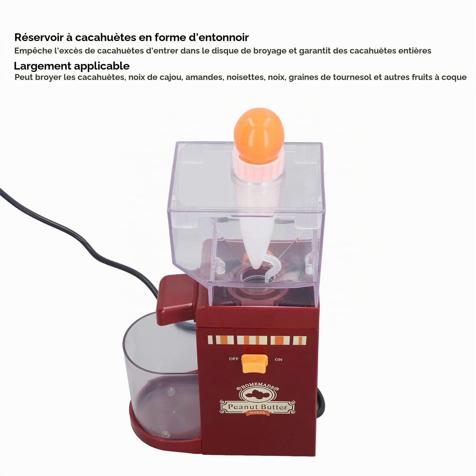 Machine à Beurre d’Arachide, 70-120W Broyeur à Grains Électrique, Moulin Anti-Dérapant pour Sésame, Noix, Amandes