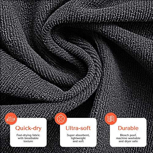Tasalon Microfiber Hair Towel - 10 Pack - Salon Towels - Quick Dry Microfiber Towels - 29 X 16 Inches Ultra-Soft Microfiber Towel For Hair, Facial Towels With Soft Absorbant - Black #TOP3