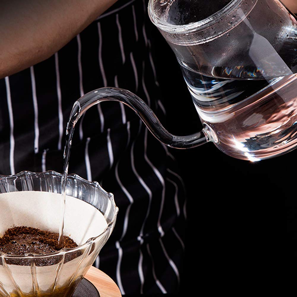 Vetro temperato a collo di cigno Bollitore Tè Versare sopra Bollitore Caffè Gocciolatore 600ML