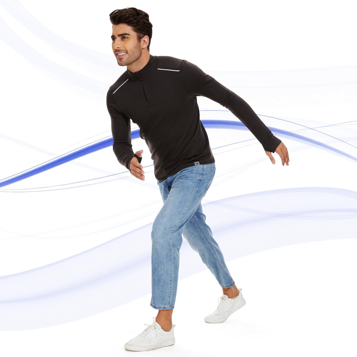 MERINNOVATION Merino Wool Base Layer for Mens - Wool Half Zip Sweater Long Sleeve Midweight Quarter Zip Thermal Men Shirt - Image 3