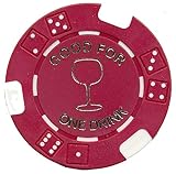 100 Free Drink RED Poker Chips Tokens for Restaurants OR BAR - Wine GlassF