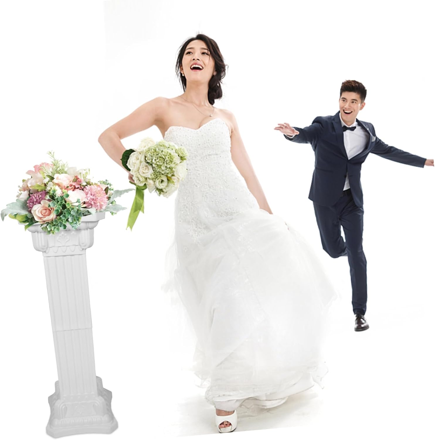 Kisangel Stylish Roman Column Guide Ceremony Pedestal for Wedding Decor White Columns Pillar Outdoor Decoration