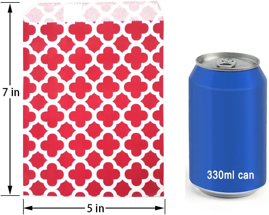 KEYYOOMY 100 Pcs Red Candy Buffet Bags - Small Polka Dot Paper Treat Bags for Wedding & Birthday Party (5 x 7 inch) image 2