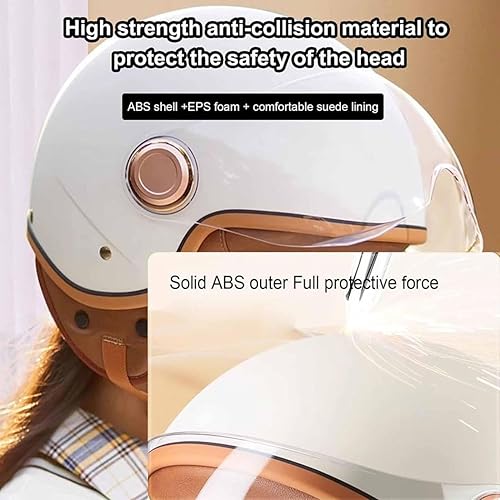 Miniatura 4 de Casco vintage de cara abierta 34 para hombres y mujeres, aprobado por el DOT para adultos, casco retro para motocicleta, casco de ciclomotor,