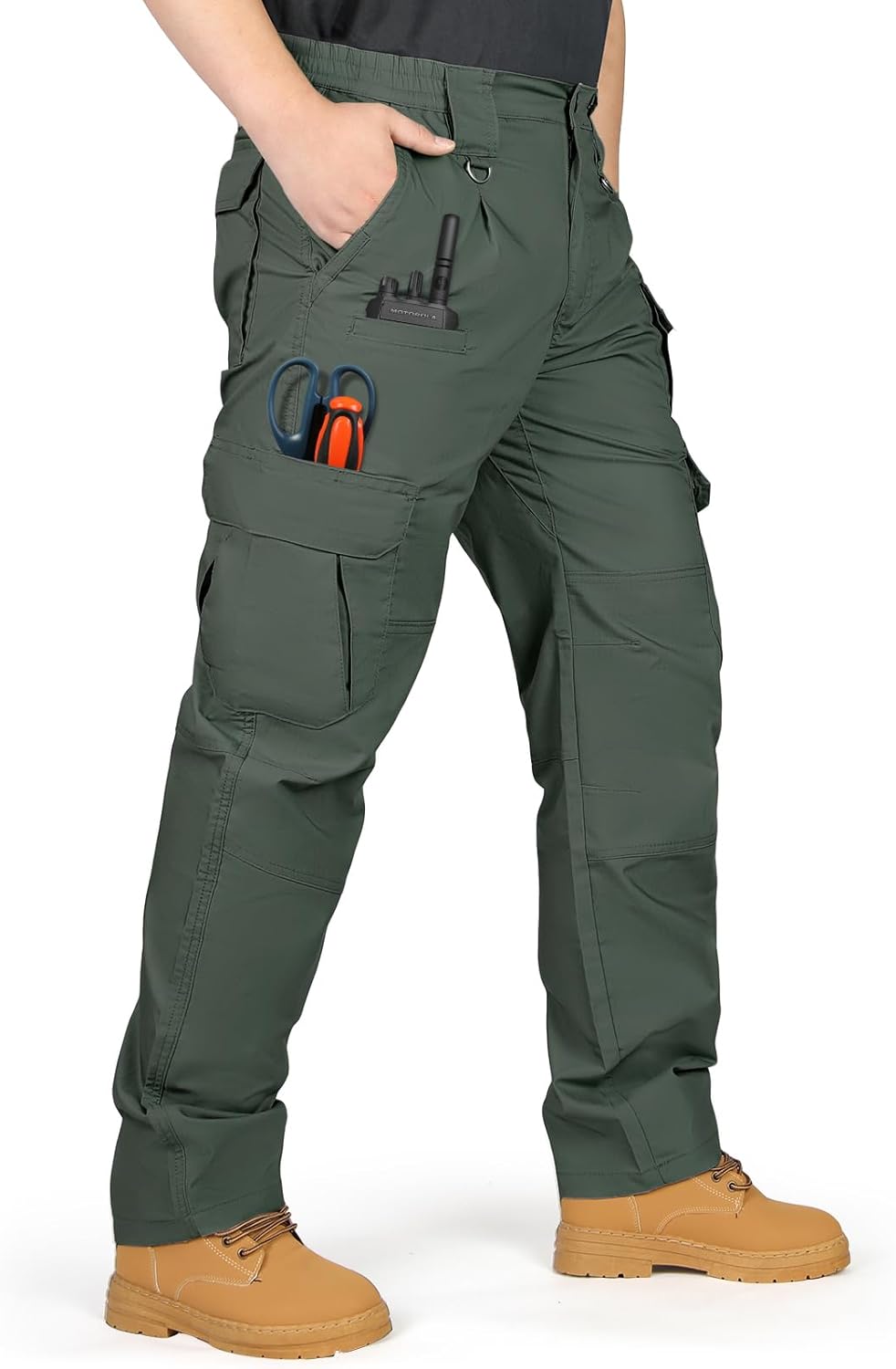 IGOLUMON Men's Stretch Tactical Pants, Breathable Ripstop Cargo Pants, Outdoor Lightweight EDC Work Hiking Pants