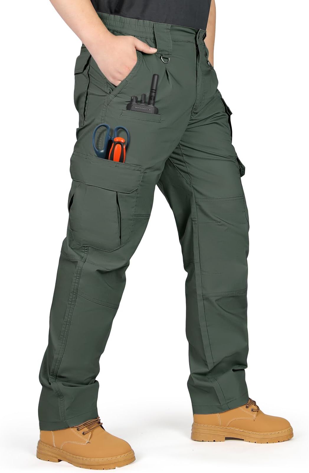 Men's Stretch Tactical Pants, Breathable Ripstop Cargo Pants, Outdoor Lightweight EDC Work Hiking Pants