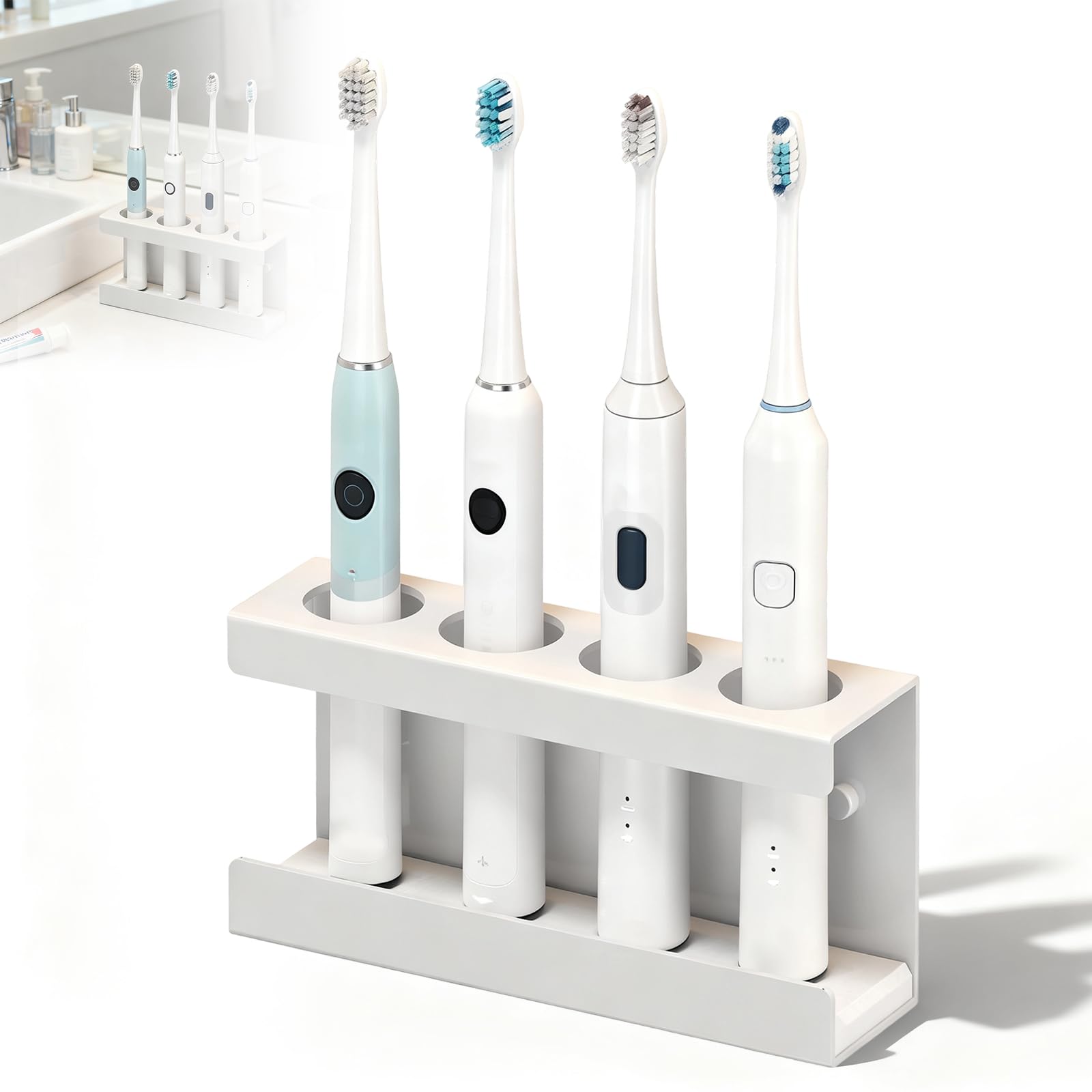 Support mural brosse à dents électrique 4 trous sans perçage base absorbante d'eau