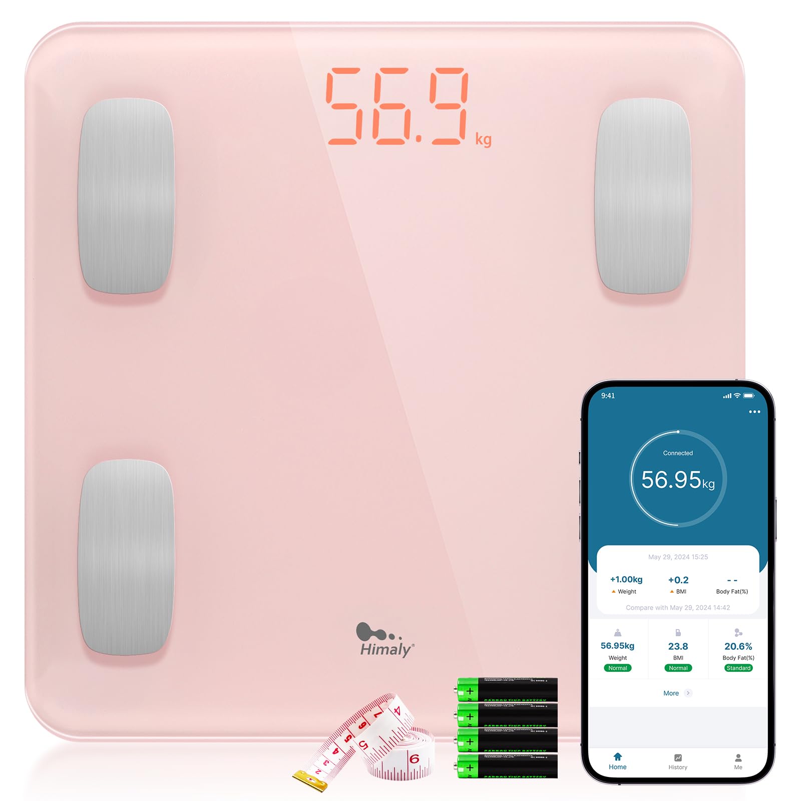 Himaly Bilancia Pesa Persona Digitale Bilancia Pesapersone Impedenziometrica Professionale Elettronica, Compatibile con Bluetooth, Peso di 180 kg per IOS e Android