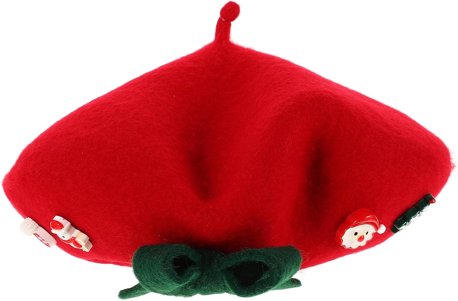 Alipis Christmas Women’s Wool Beret Hat with Bowknot, Red Artist Cap for Adults, Warm Seasonal Mushroom-Shape Hat for Holiday and Family Matching