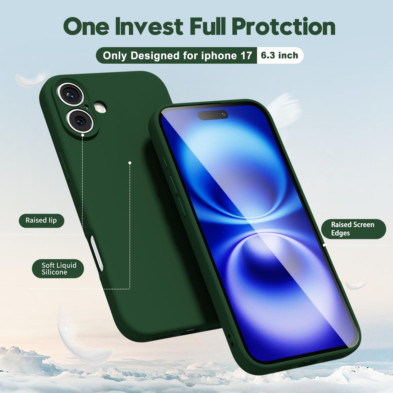 oakxco for iPhone 17 Pro Max Phone Case Liquid Silicone, Cute Thin Slim Grip Soft Rubber Gel for Women Men, Smooth Matte TPU Plain Solid Color Girly Simple Case with Camera Cover, Light Pink — view 1860