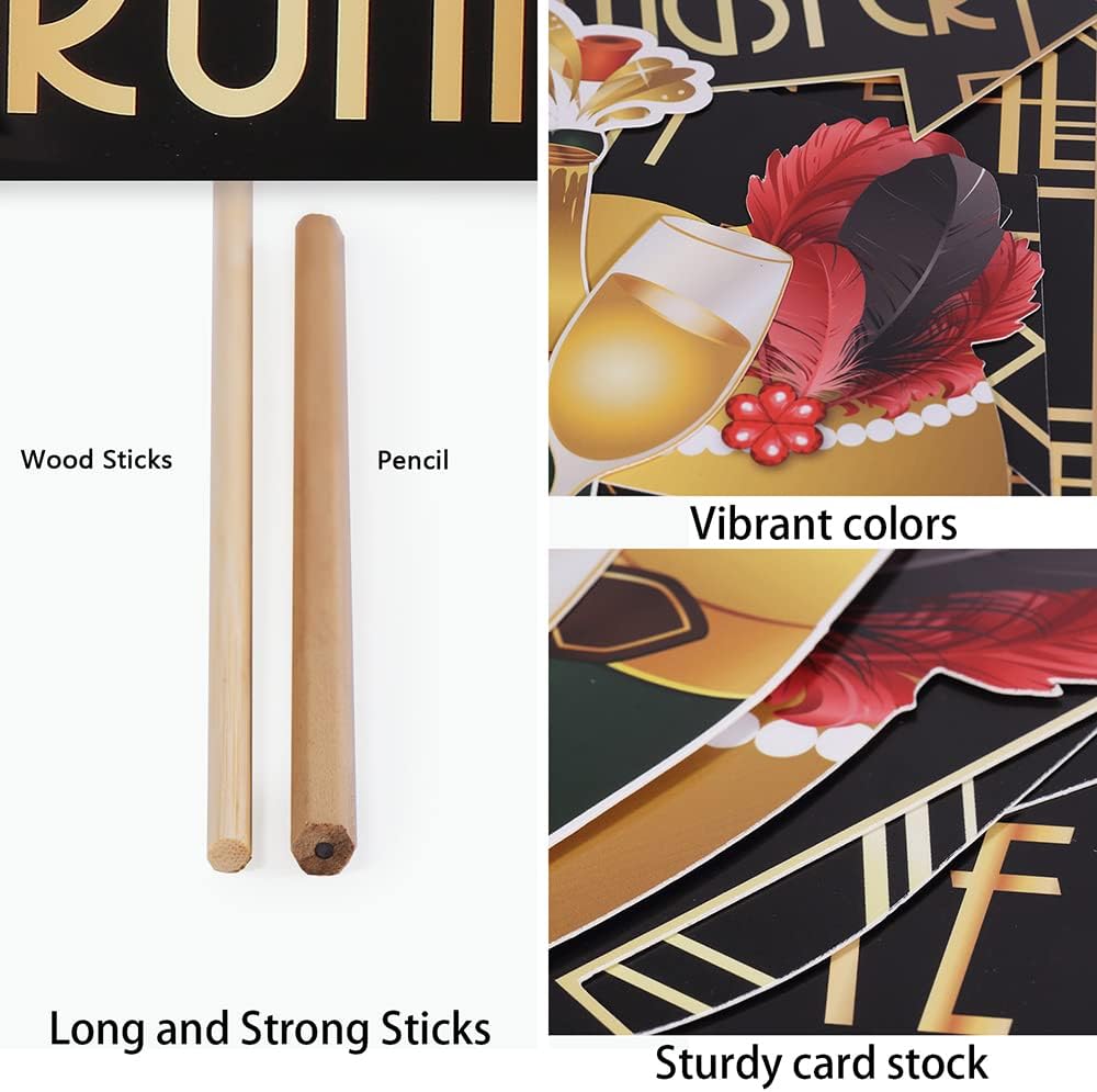 Roaring 20s Gatsby Photo Booth Props, 43Pcs 1920s Party Decorations | For Great Gatsby Party Decorations, 1920s Birthday Party Supplies, Gangster Theme Birthday Decor, Speakeasy Theme Decor