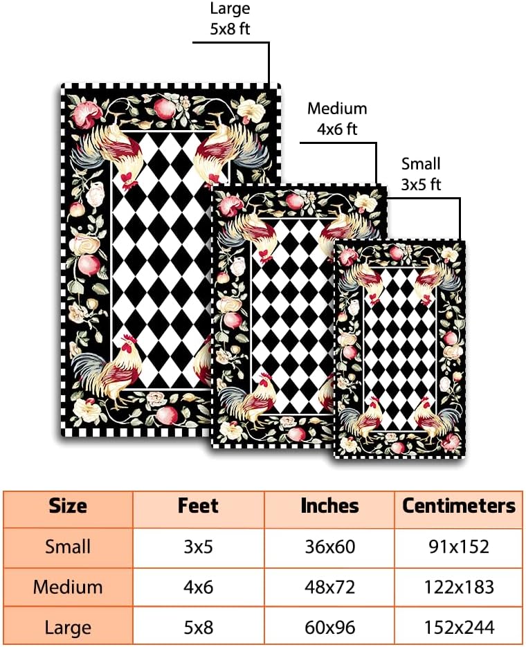 Personalized Monogrammed Vintage Rustic Rooster Area Rug – Custom Family Name Farmhouse Chicken Print Carpet, Non-Slip Mat for Kitchen, Entryway, Living Room Decor (Color 3) - Image 8