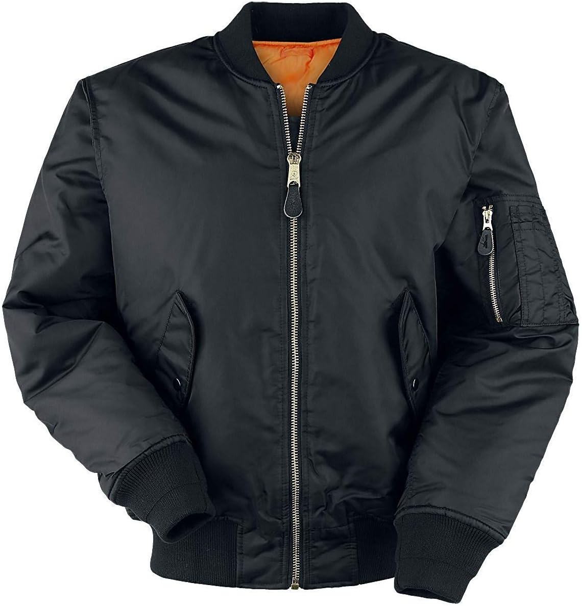 MA1 BOMBER JACKET WITH HEAVY BRASS ZIP (L, BLACK)