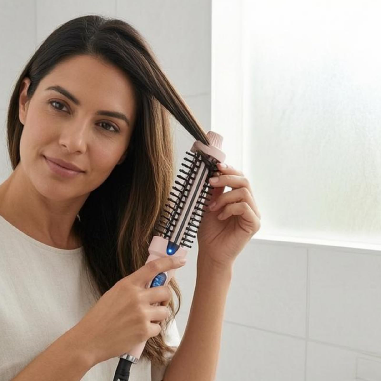 Cepillo Eléctrico para Peinar Alisador Peine Caliente Cepillo Redondo con Control de Multinivel y Función de Bloqueo Adecuado para Cabello Cabello Ondulado Acabados Pulidos, Morado, Morado