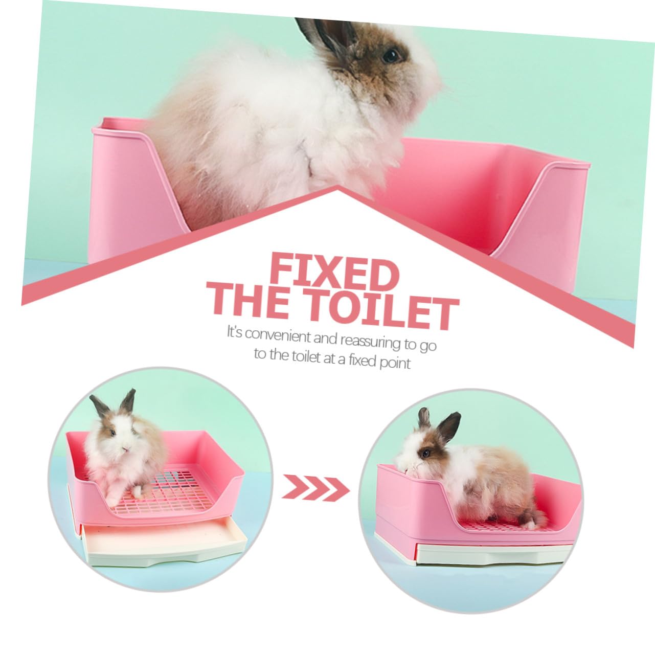 Meerschweinchen Katzentoilette aus Kunststoff mit Hohem Zaun Abnehmbarem Gitter und Großem Stauraum Rechteckige Kleintiertoilette für Kaninchen Hamster und Kleine Haustiere