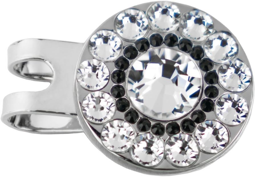 Swarovski Crystal Golf Ball Markers with Magnetic Hat Clip - Premium Golf Gifts for Women (Black Horse)