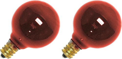 Miniatura 1 de Satco S3833 - Bombilla incandescente G12.5 de 10 W, base de candelabro de 120 voltios, color rojo transparente (paquete de 2)