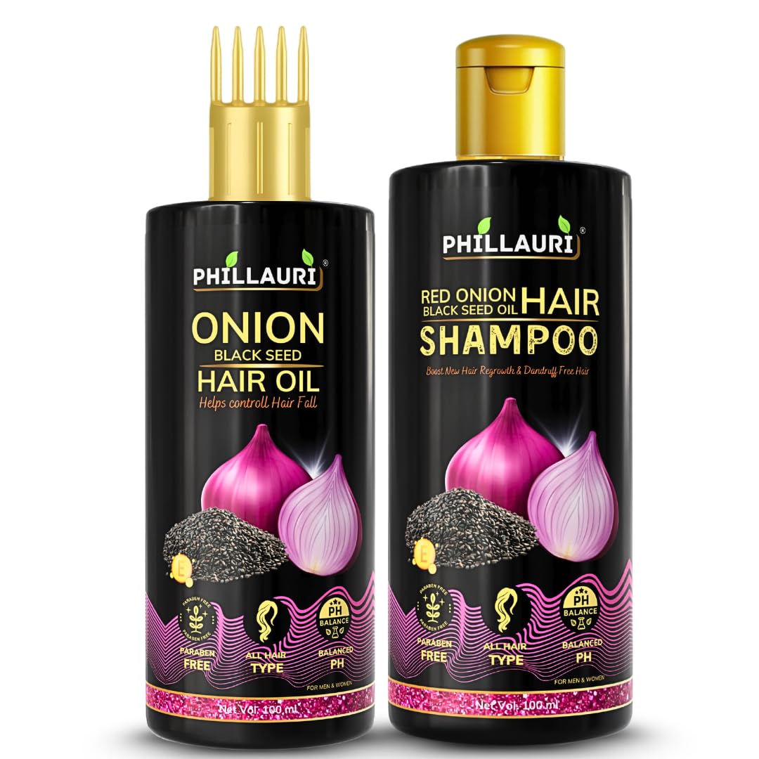 Red Onion Hair Care Combo with Hair Oil and Shampoo | Dandruff Control And Hair Fall Control | For All Hair Types | Hair Oil For Hair Growth | Hair Shampoo For Control Dandruff