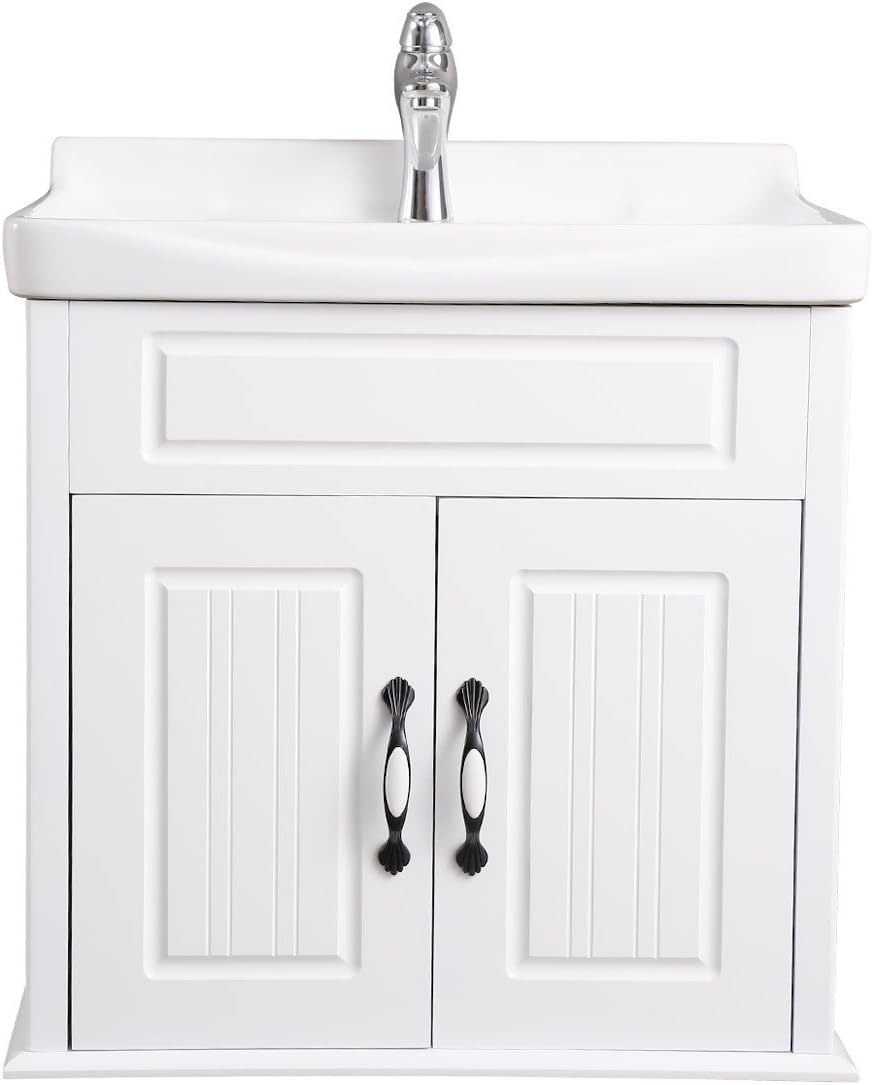 Renovators Supply Manufacturing Adeline Bathroom Vanity with Sink 24 1/4 in. Wide White Ceramic Vanity Sinks for Bathrooms with Bathroom Vanity, Faucet and Sink Drain