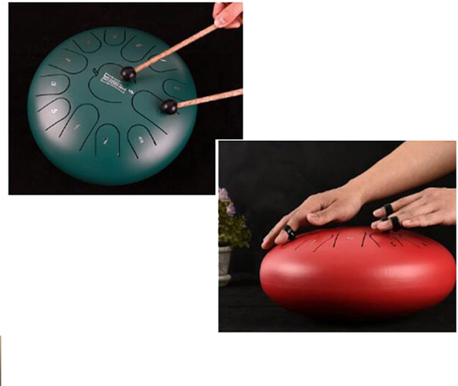 13 Notes 12 Inch Hand Tongue Drum Portable Ethereal Drum Percussion Instrument with Music Book, Mallets and finger rings for Camping, Meditation, or Yoga Lotus Steel Tongue Drum (Color : B) (G)
