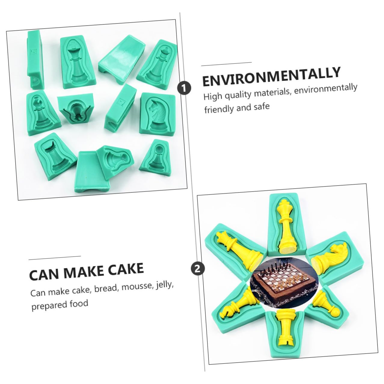 DOITOOL Molde de Chocolate de Silicona con Diseño de Tablero para Fondant, 12 Piezas, Fácil de Limpiar y Apto para Horno