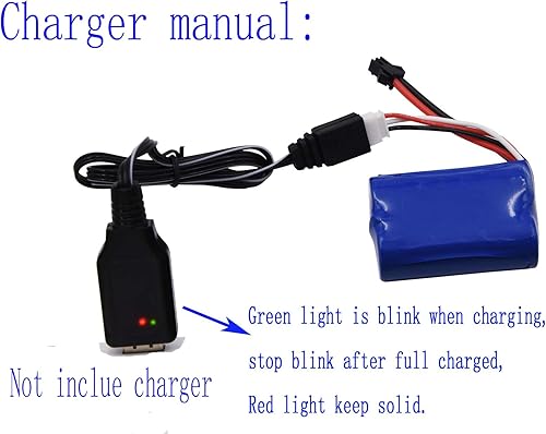 Miniatura 3 de Blomiky Paquete de 2 baterías recargables de iones de litio de 7.4 V 1100 mAh 8.51 Wh con enchufe SM-2P y 2 cables de carga para H101 H103 RC barco