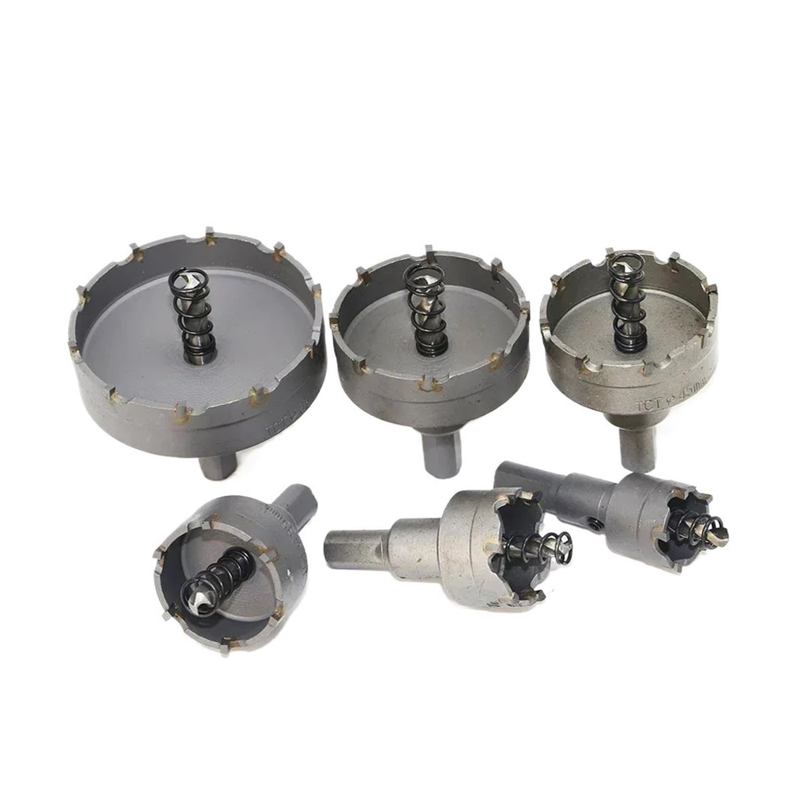 Juego De 6 Brocas De Sierra Con Punta De Carburo De 22-65 Mm, Cortador De Agujeros De Aleación De Acero Inoxidable For Trabajar Madera Y Metal.