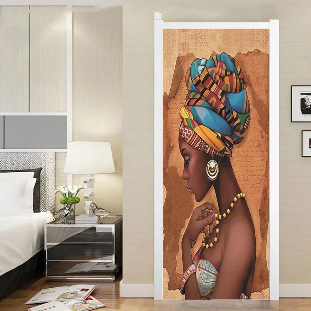 Sticker mural porte fille mignonne décor moderne chambre ado papier peint auto-adhésif 40x120cm