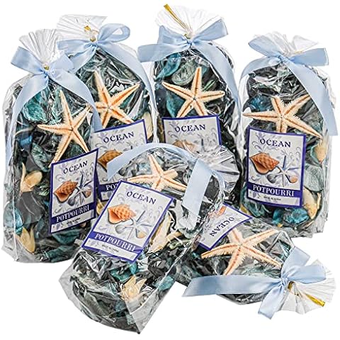 Frcctre 6 Pack Potpourri Bags, Ocean Scented Potpourri Dried Flower Bag, Valentines Gift Blue Potpourri Sachet of Petals, Home Decoration Fragrance Vase Bowl, 300g(10oz) Cover
