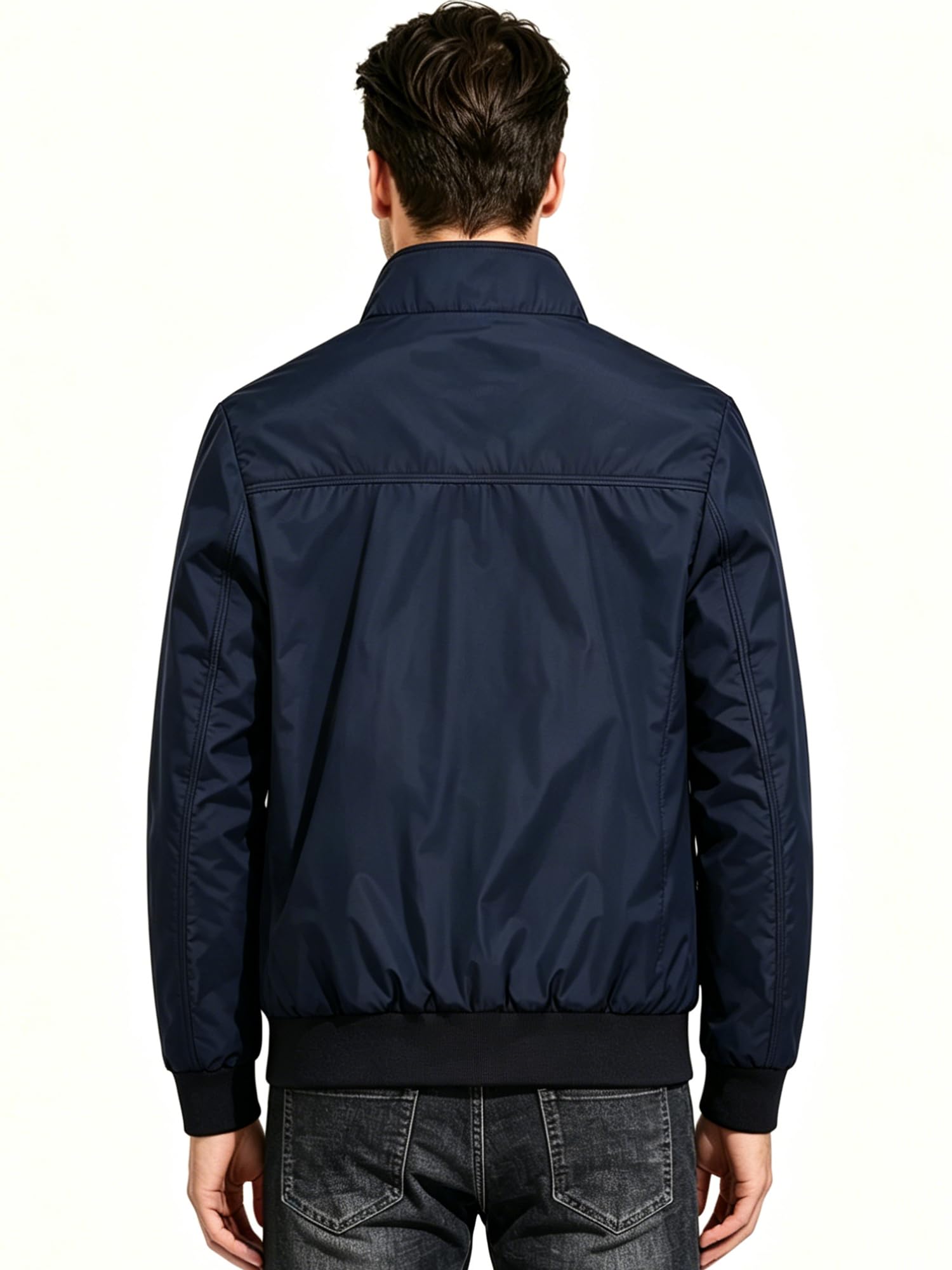 FTCayanz Blouson Homme Casual Léger Veste Mi Saison Manches Longues Col Montant Manteau S-3XL