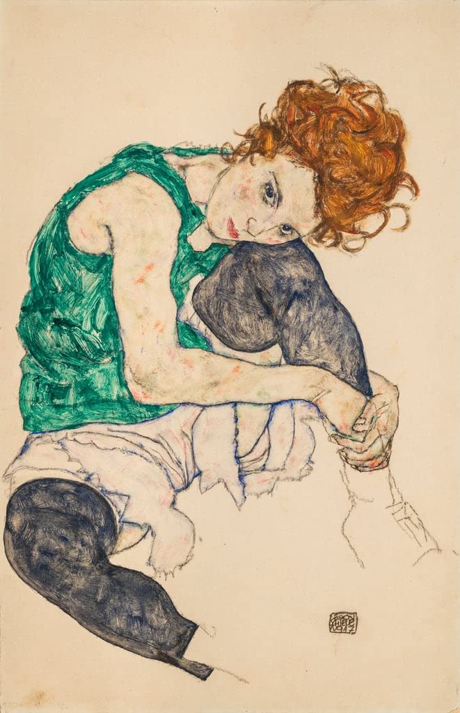Tvlar No Frame Famous Painting Print On Canvas Poster And Print Seated Woman With Bent Knees By Egon Schiele For Home Decor 60X90cm