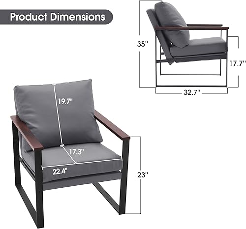 Miniatura 2 de MCombo Sillas decorativas modernas, tapizados de piel sintética, para sala de estar, sala de espera, para dormitorio, oficina, HQ304 (1, gris)