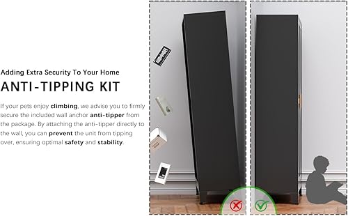 Miniatura 6 de COFaR Armario Negro de Almacenamiento de Despensa de Cocina Estilo Granja con 2 Puertas de Granero, 3 Estantes Ajustables y Patas, para