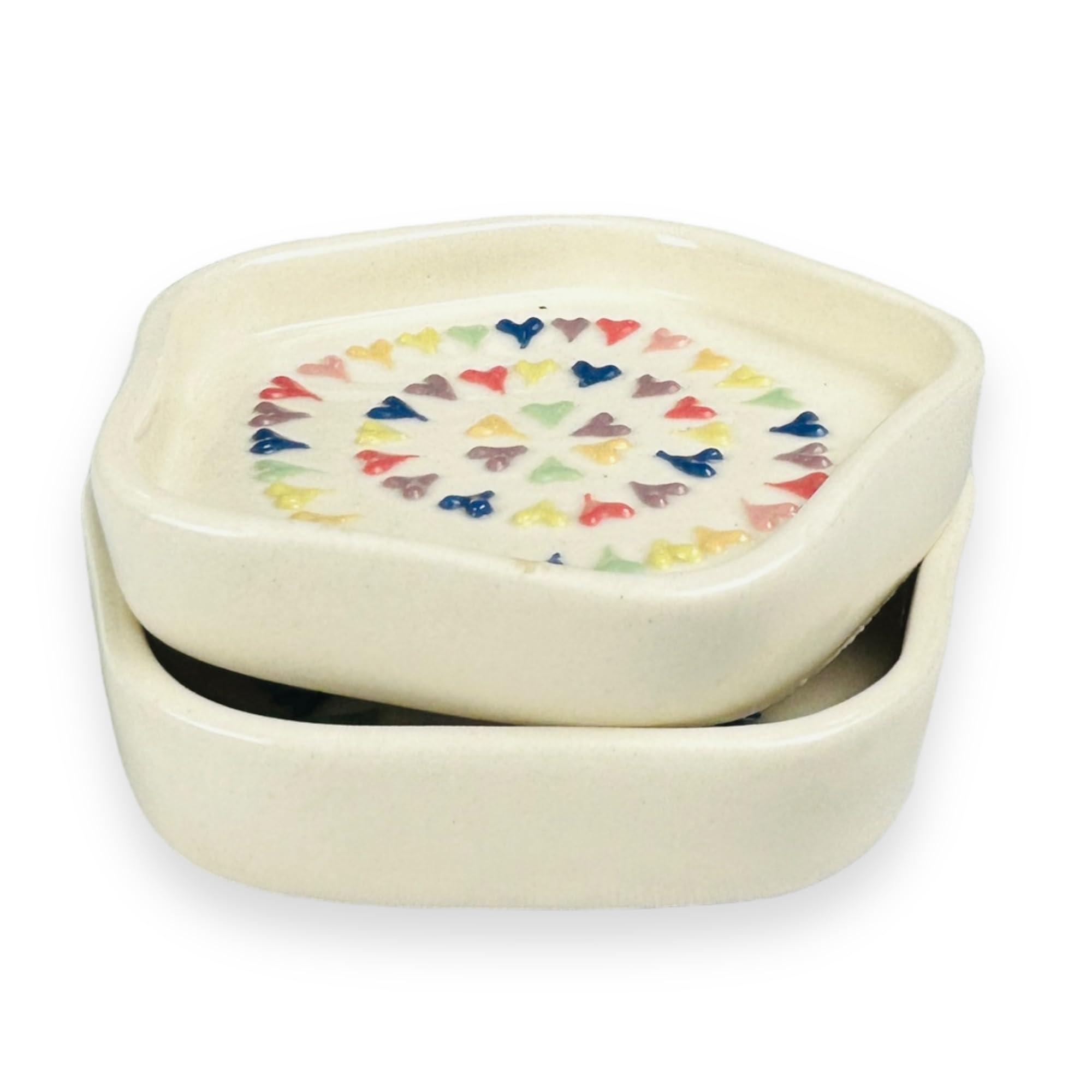 CERAMIC DINING Multicolour 3D Heart Ceramic Dessert Plates- Set of 2 || Snack Plates || Side Plates 2