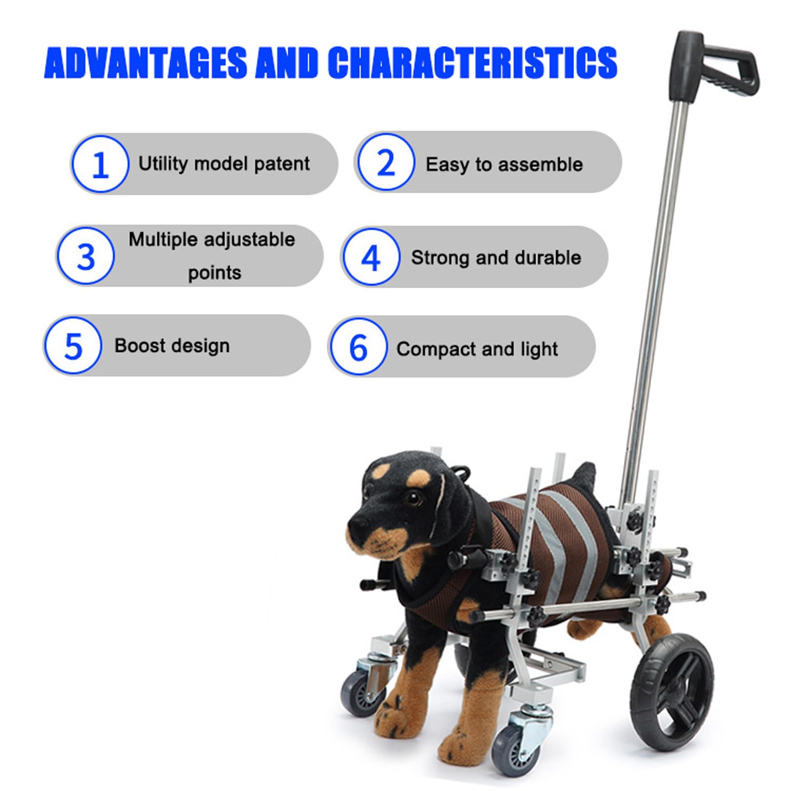 Sedia A Rotelle per Cani, Carrellino Cane Disabile, Dog Wheelchair, Carrellino per Cani Disabili Gambe Posteriori RiabilitazioneOrange,One Size