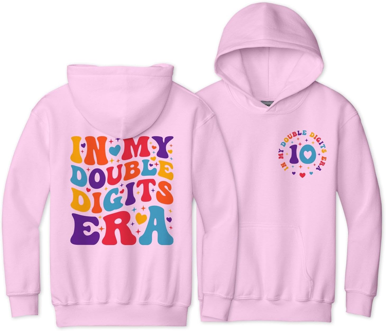 in My Double Digits Era Front and Back Kids Hoodie Sweatshirt Youth