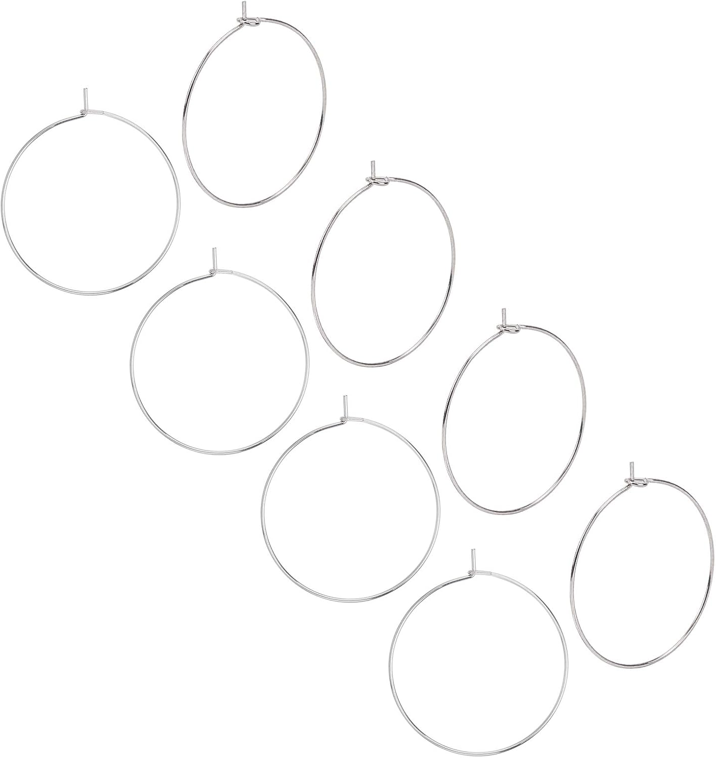 UNICRAFTALE 100pcs 30mm Wine Glass Charms Rings Stainless Steel Hoop Earring Findings 0.7mm Pin Earring Beading for Women Basketball Wives Hoop Earrings Making